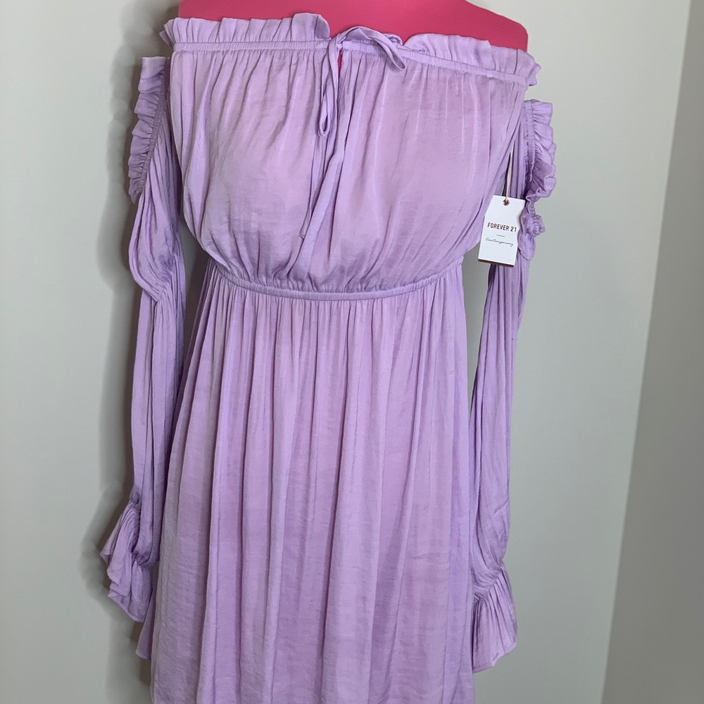 Off shoulder lavender dress